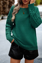 Load image into Gallery viewer, WOMEN SOLID CABLE KNIT SLEEVE SWEATER