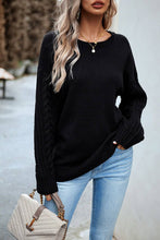 Load image into Gallery viewer, WOMEN SOLID CABLE KNIT SLEEVE SWEATER