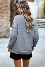 Load image into Gallery viewer, WOMEN SOLID CABLE KNIT SLEEVE SWEATER