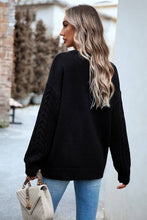 Load image into Gallery viewer, WOMEN SOLID CABLE KNIT SLEEVE SWEATER