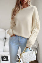 Load image into Gallery viewer, WOMEN SOLID CABLE KNIT SLEEVE SWEATER