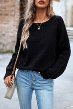 Load image into Gallery viewer, WOMEN SOLID CABLE KNIT SLEEVE SWEATER