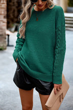 Load image into Gallery viewer, WOMEN SOLID CABLE KNIT SLEEVE SWEATER