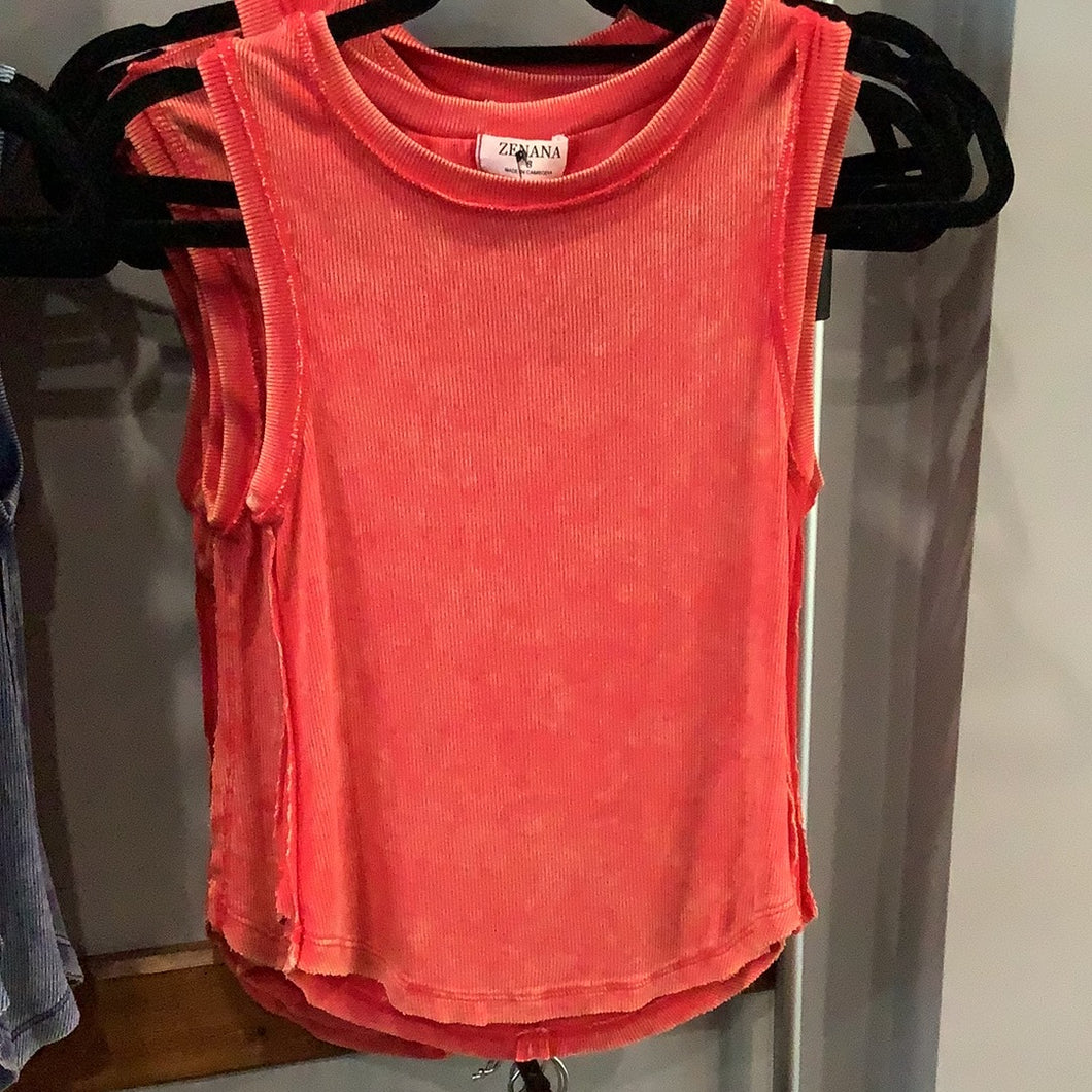 Washed Ribbed Sleeveless Tank