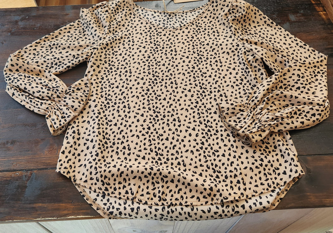 Print Long Sleeve O-Neck Blouse