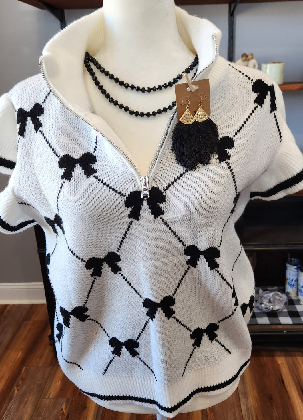 White Bow Sweater Top