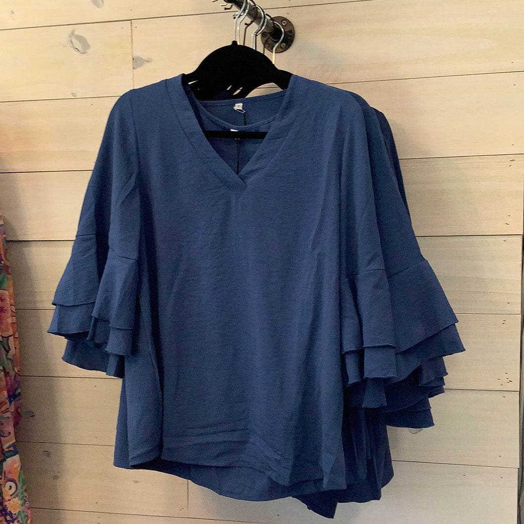 Blue Teir Sleeve Top