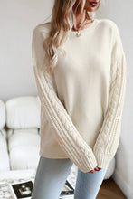 Load image into Gallery viewer, WOMEN SOLID CABLE KNIT SLEEVE SWEATER
