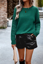 Load image into Gallery viewer, WOMEN SOLID CABLE KNIT SLEEVE SWEATER

