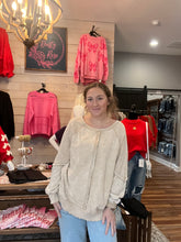 Load image into Gallery viewer, Washed Long Sleeve Panel Crewneck Top
