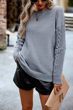 Load image into Gallery viewer, WOMEN SOLID CABLE KNIT SLEEVE SWEATER
