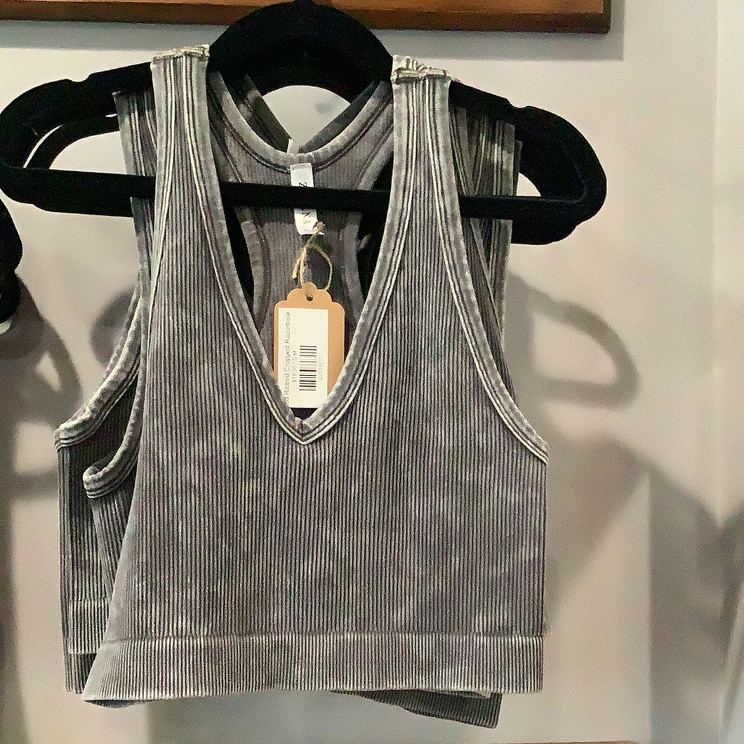 Washed Ribbed Cropped Razorback