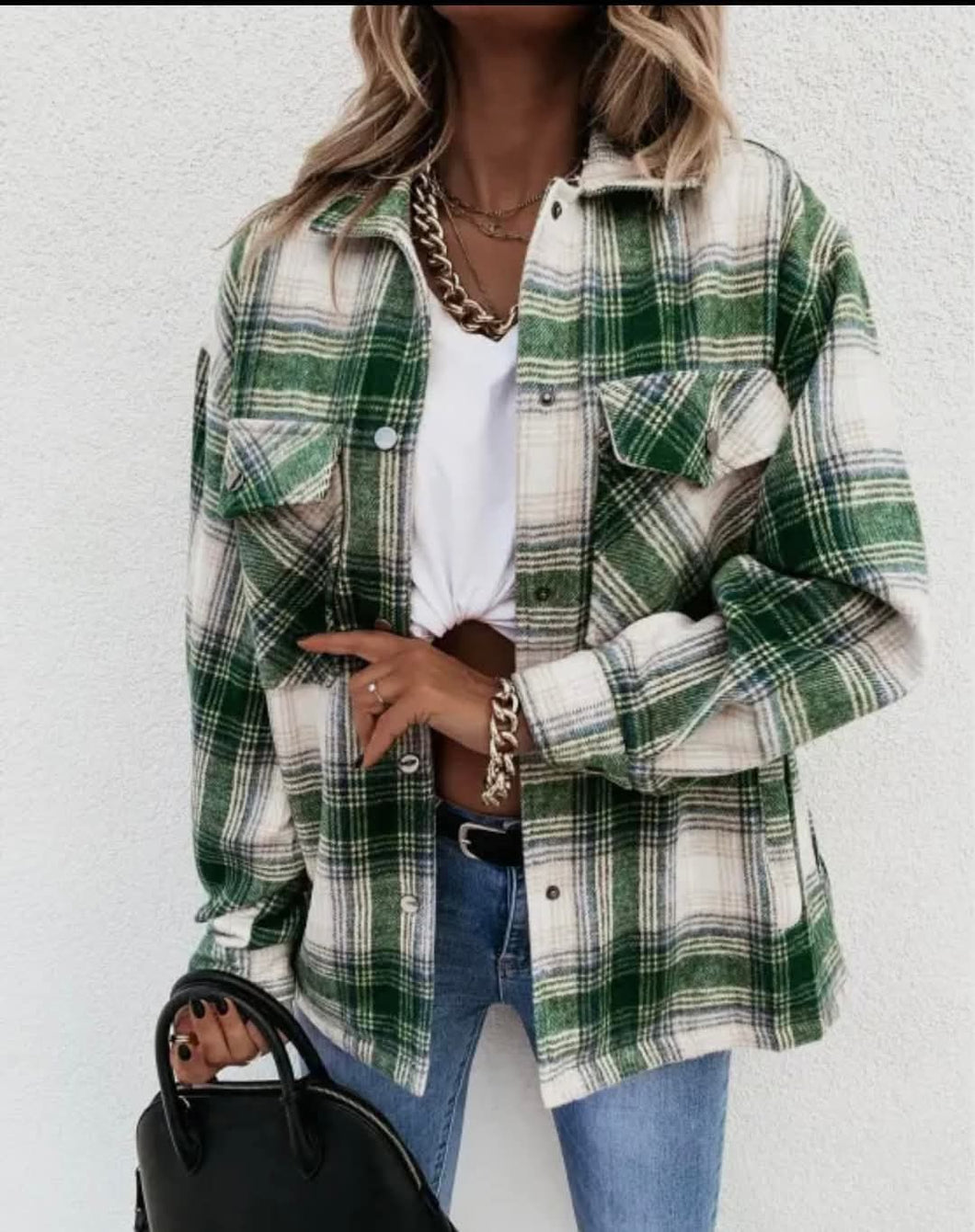 Casual Vintage Plaid Shacket