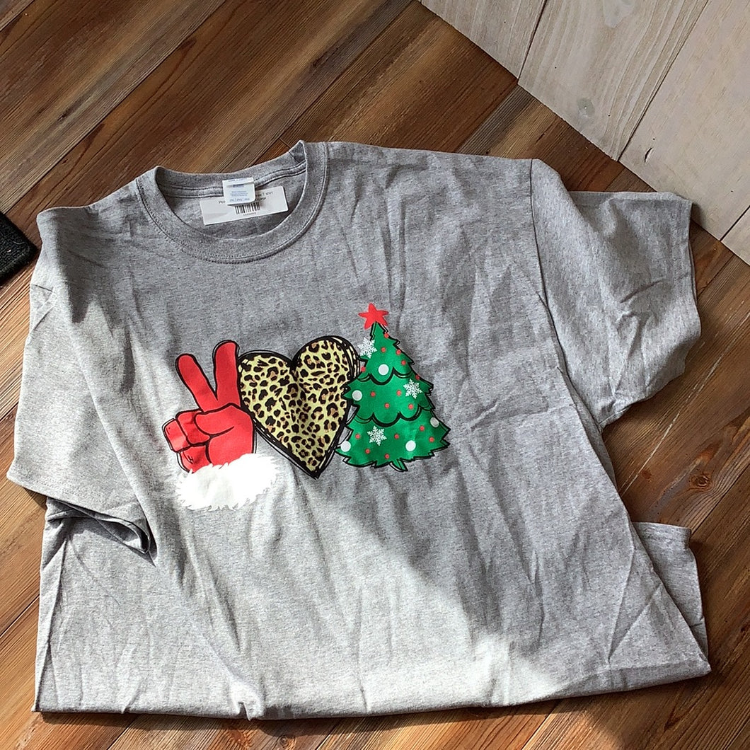 Peace Love Christmas tree T shirt