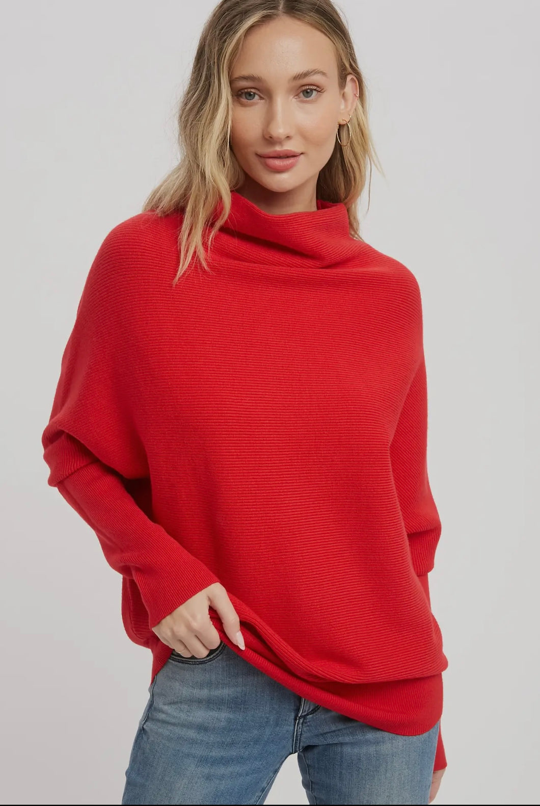 Slouch Neck Dolman Pullover Sweater Top