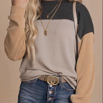 Colorblock Rib Textured Knit Top