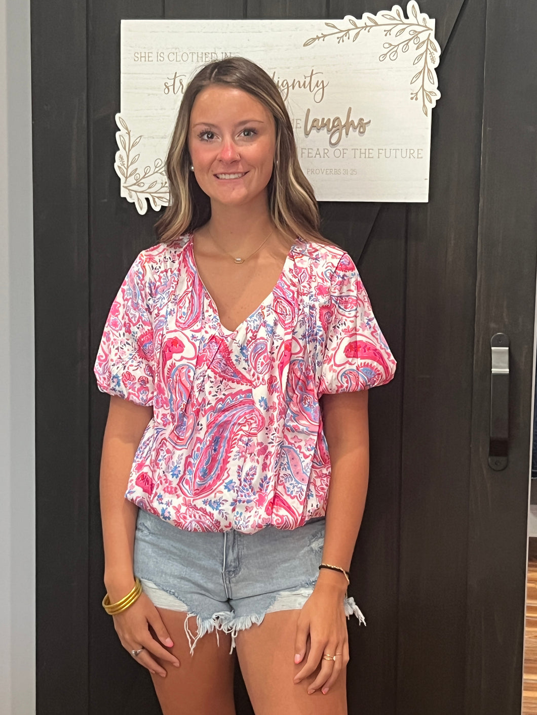 Paisley Puff Sleeve Blouse