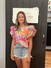 Load image into Gallery viewer, Floral Ruffle Sleeve Blouse
