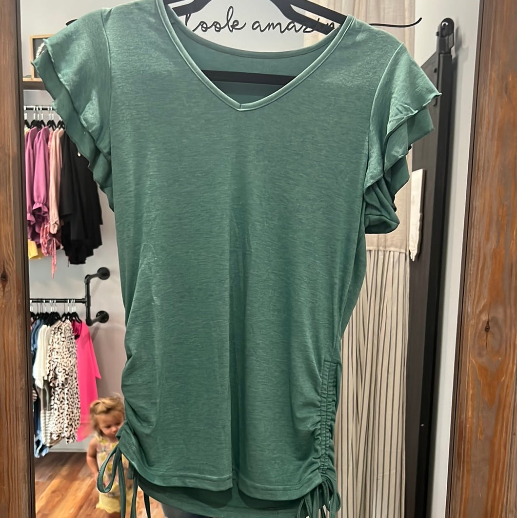 Green Ruffle Top