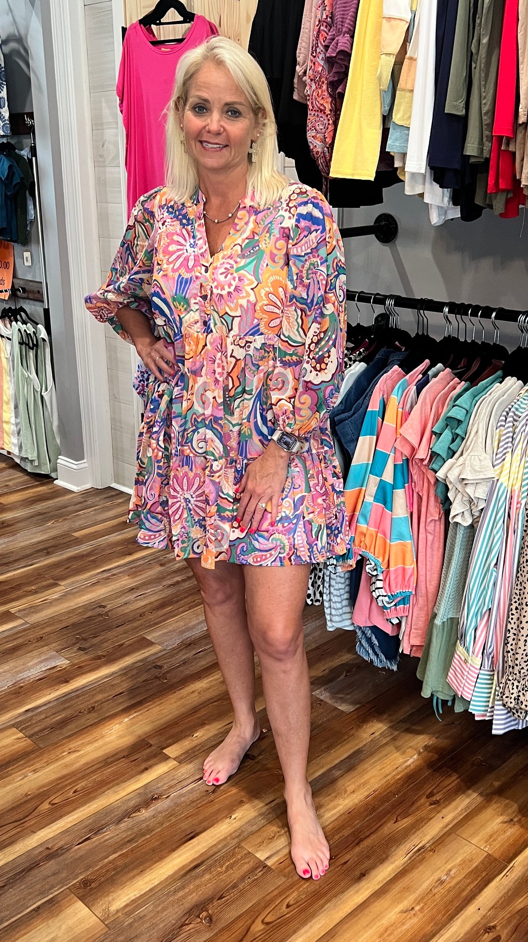 Printed Woven Mini Dress Orchid Blue