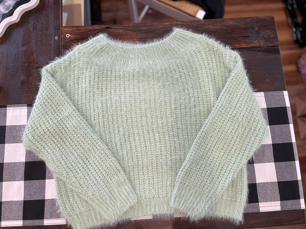 Mint Green Wide Neck Sweater