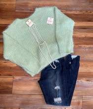 Load image into Gallery viewer, Mint Green Wide Neck Sweater

