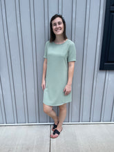 Load image into Gallery viewer, Sage green shift dress
