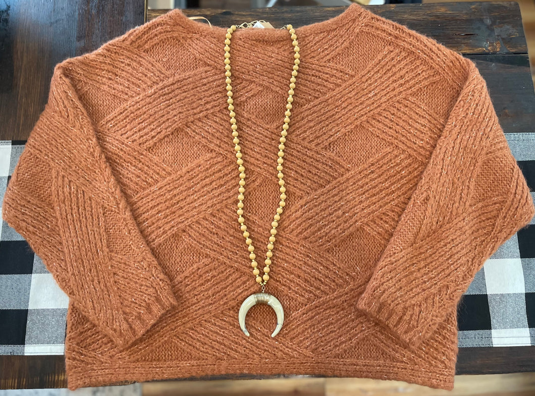 Rust Criss Cross Sweater