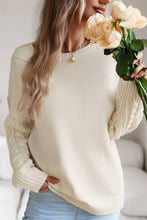 Load image into Gallery viewer, WOMEN SOLID CABLE KNIT SLEEVE SWEATER
