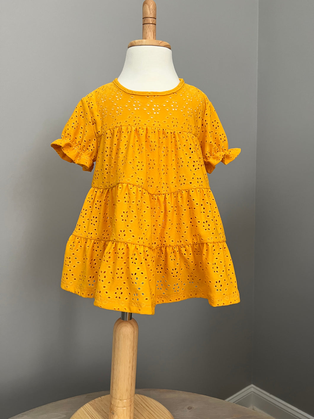 Mustard Eyelet Flower Patterned Baby Doll Top