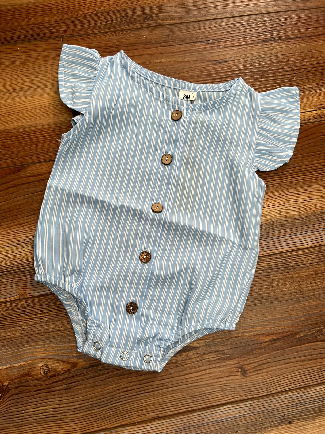 Blue Striped Button Up Onesie