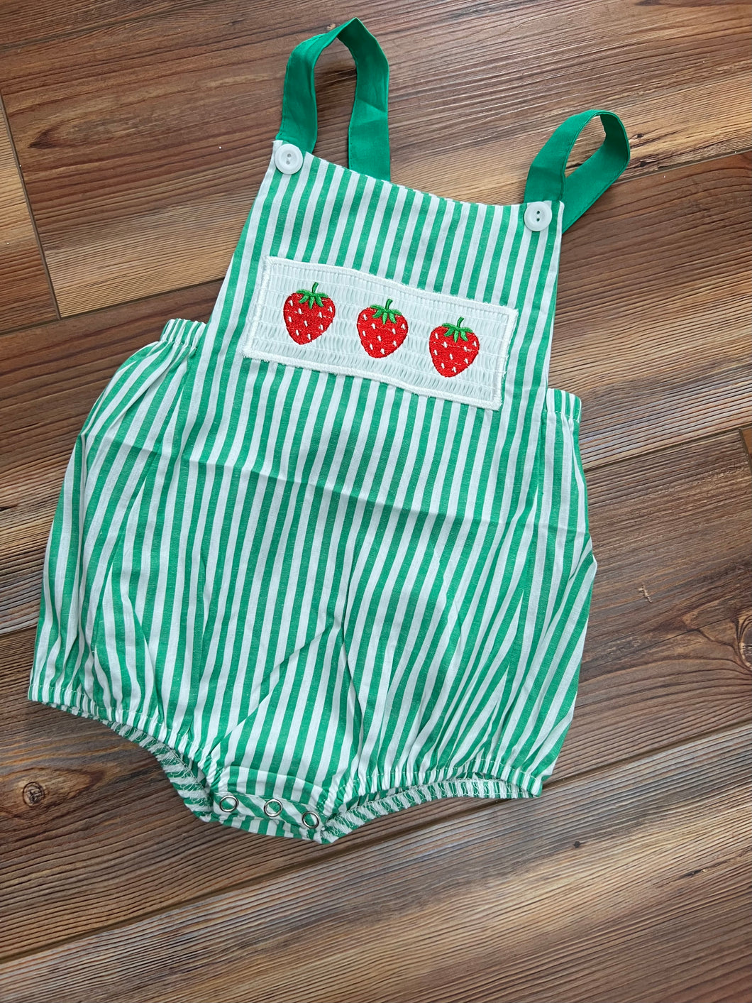 Green Striped Strawberry Onesie