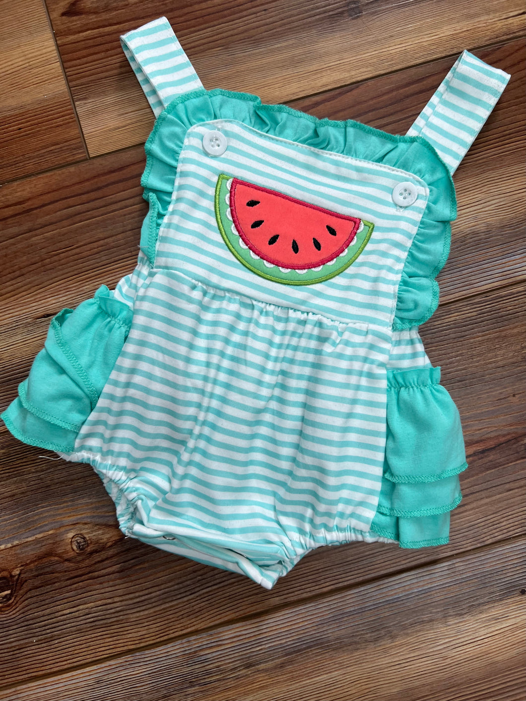 Teal Striped Watermelon Onesie