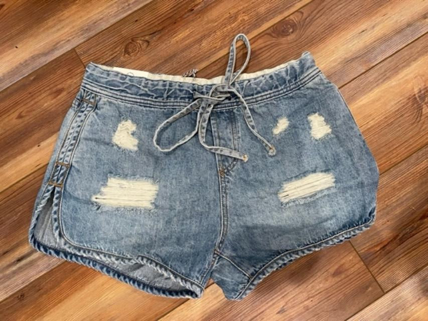 Denim drawstring shorts