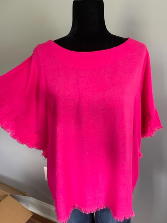 Short Ruffle Sleeve Round Neck Top