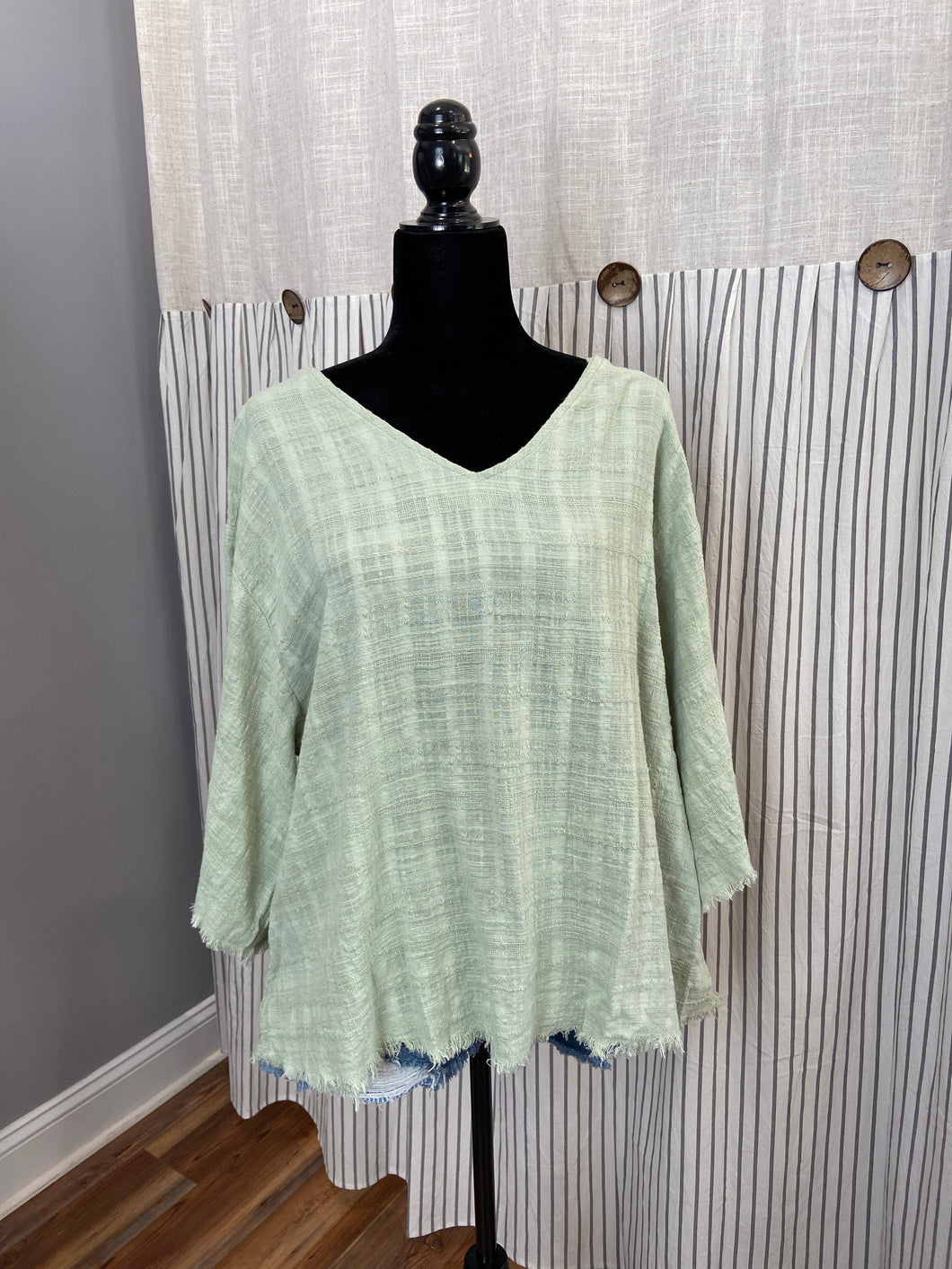 curvy sage vneck top