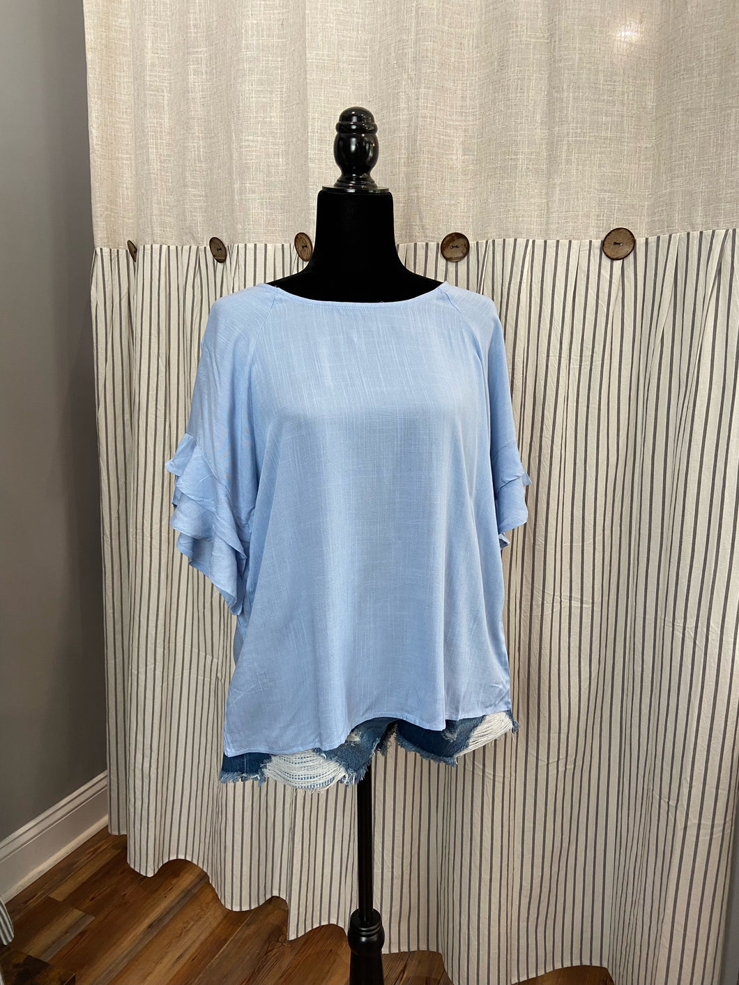 Layered Ruffle blue top