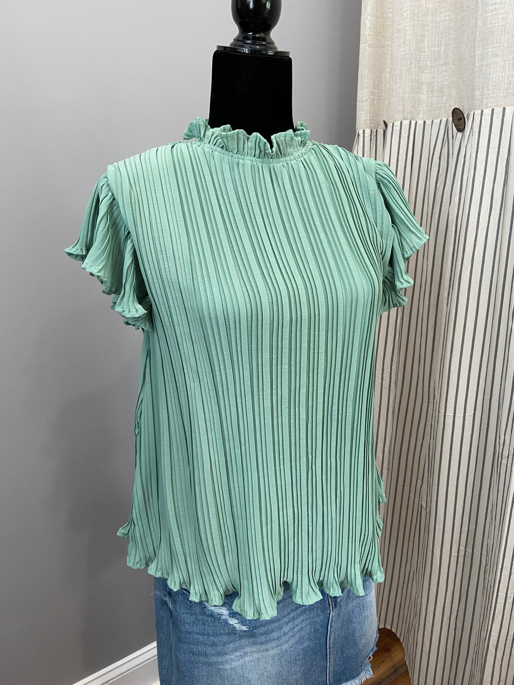 Sage Ruffle Top