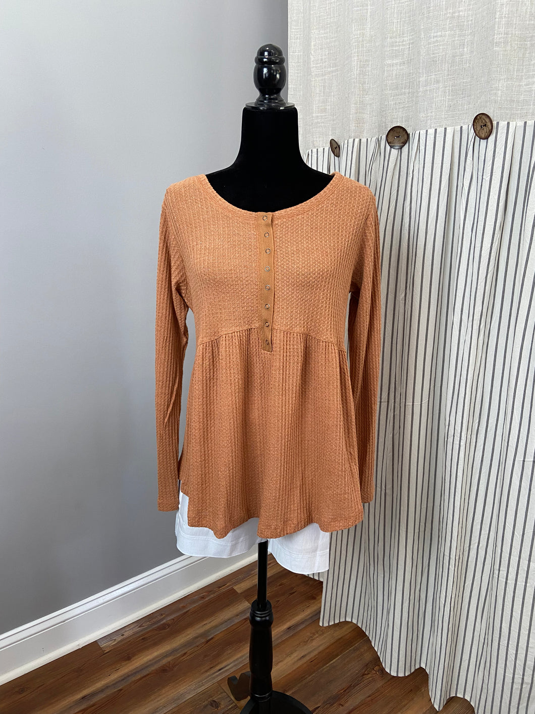 Orange Button Baby Doll Top