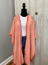 Load image into Gallery viewer, coral fringe kimono
