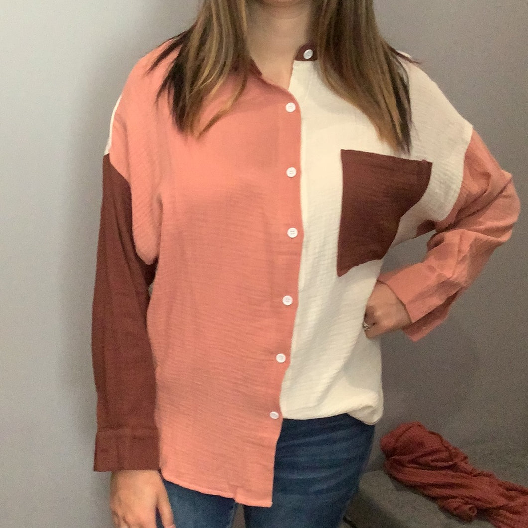 Long Sleeve Color Block Top