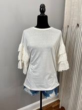 Load image into Gallery viewer, White Ruffle Tier Sleeve Top
