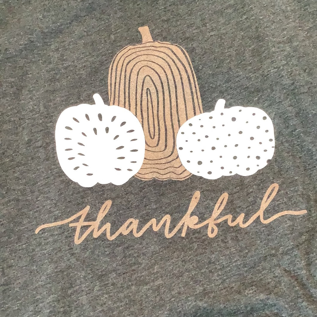 Thankful pumpkin gray T-shirt