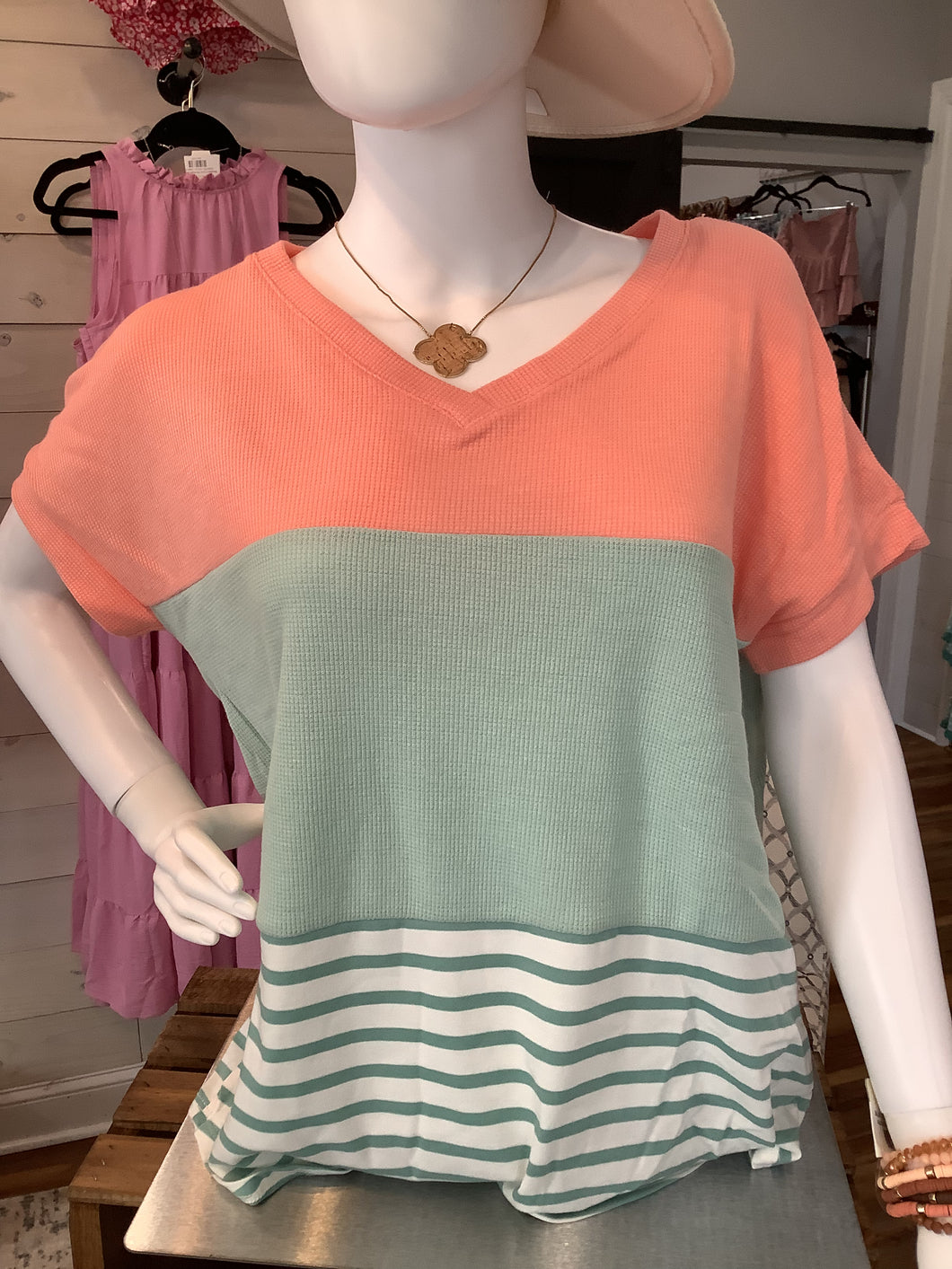 Short Sleeve Small Waffle Knit