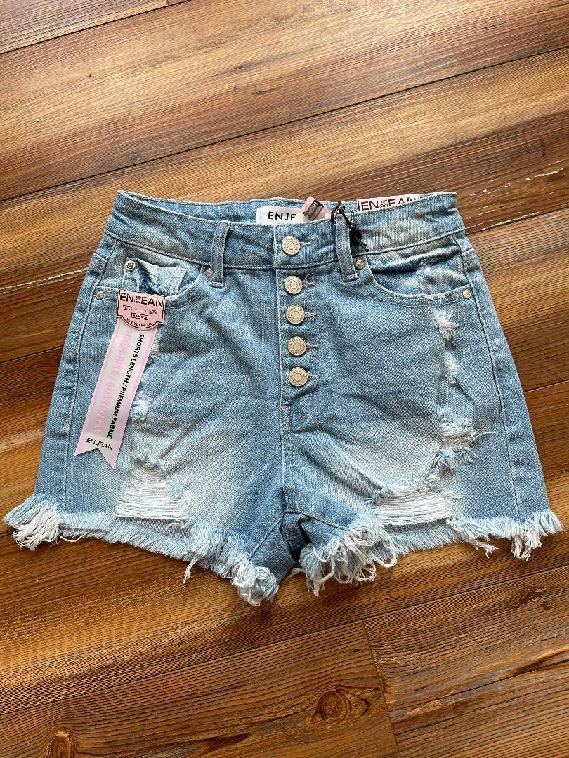 EnJean Button fly light denim shorts