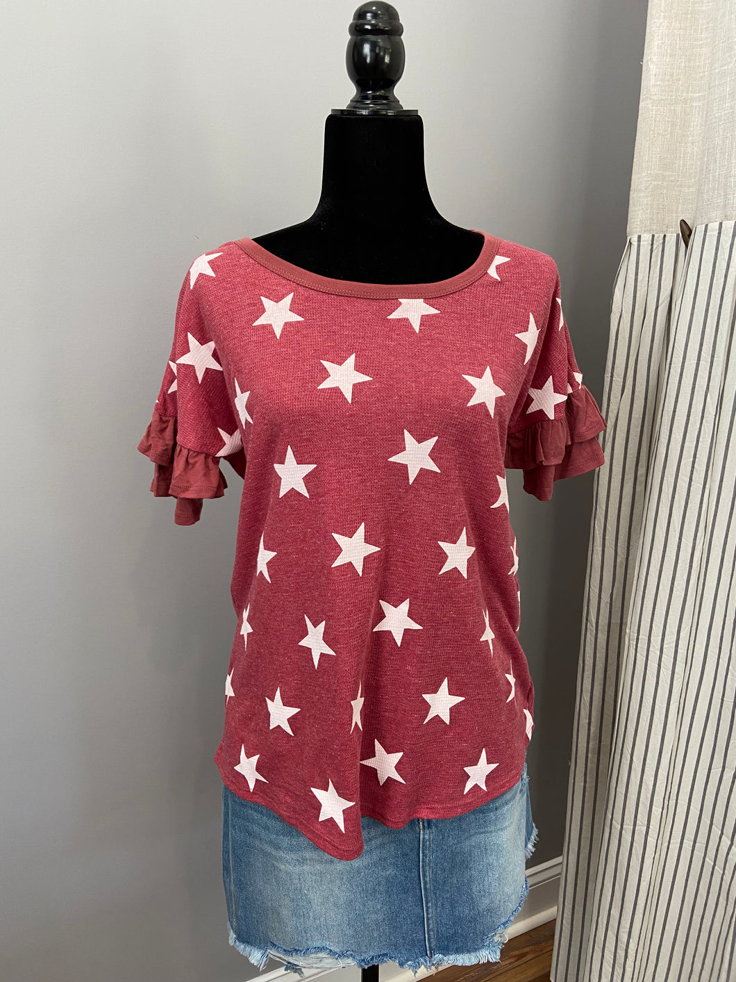 Star Ruffle Sleeve Top