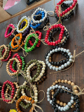 Load image into Gallery viewer, Wood beaded layer stack bracelets
