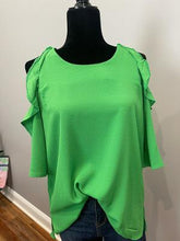 Load image into Gallery viewer, Cold shoulder blouse with ruffles
