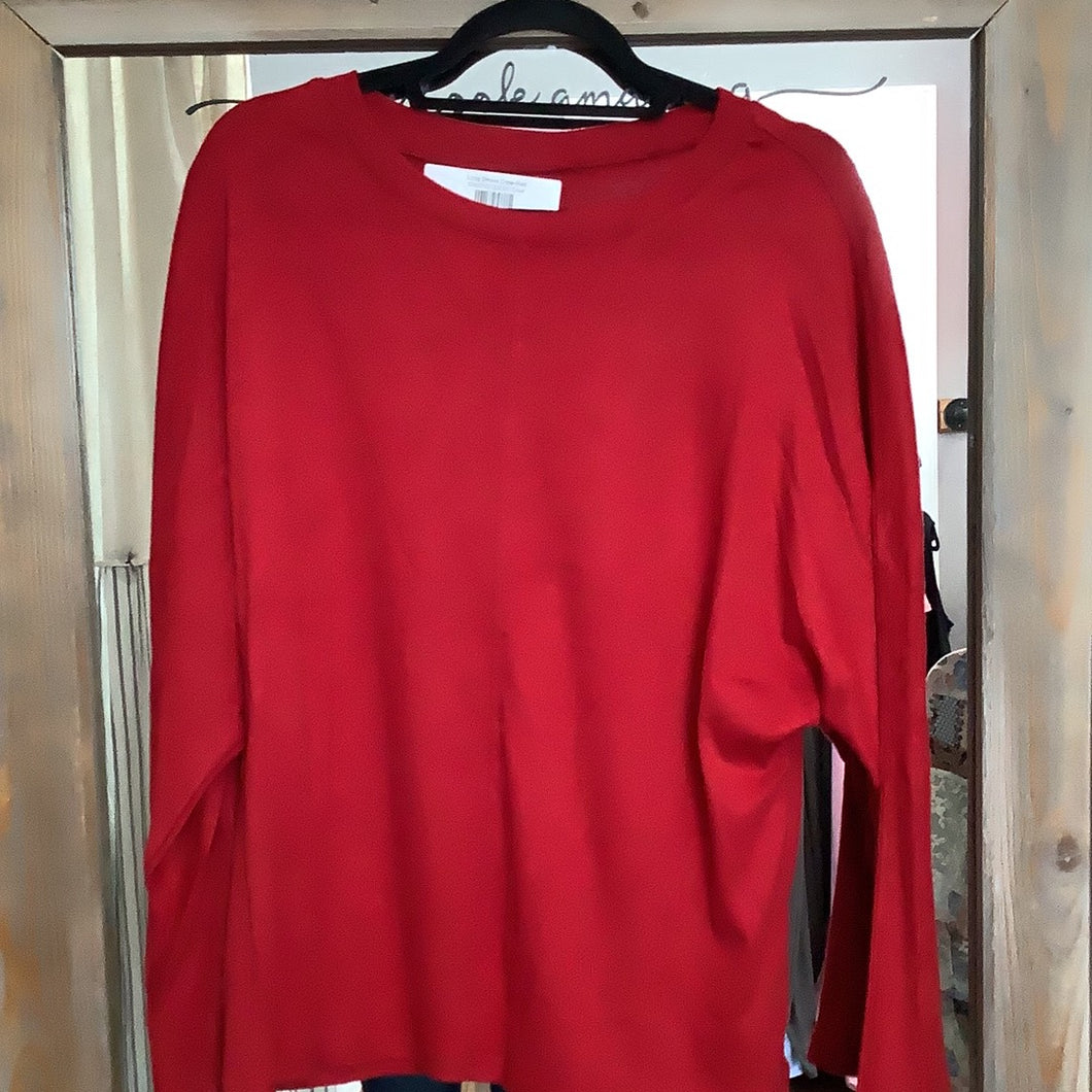 Long Sleeve Crew-Red