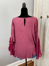 Load image into Gallery viewer, Plum Purple Long Sheer Sleeve Top
